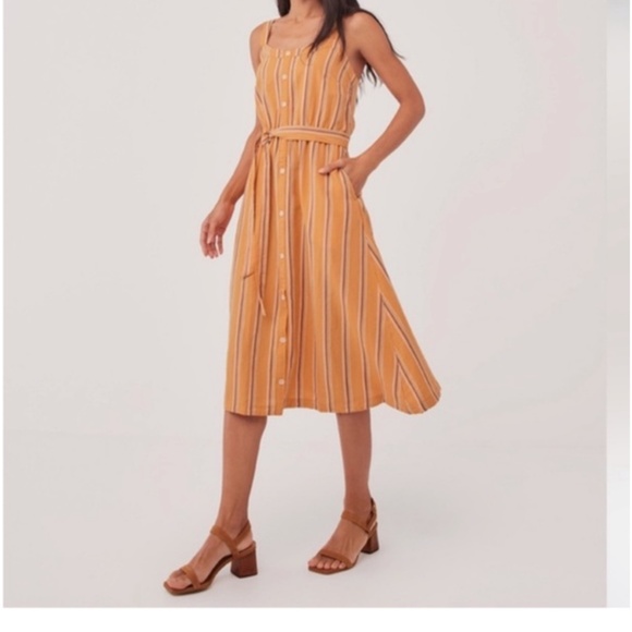 Pact Dresses & Skirts - Pact Canopy Organic Cotton Linen Picnic Sundress Pockets Smocked Back Panel L